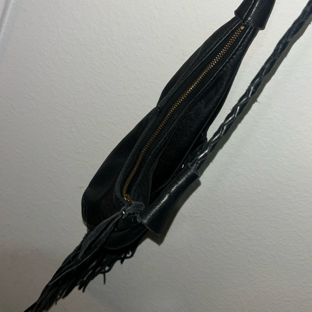 Fringed Black Leather Purse - Picture 5 of 6